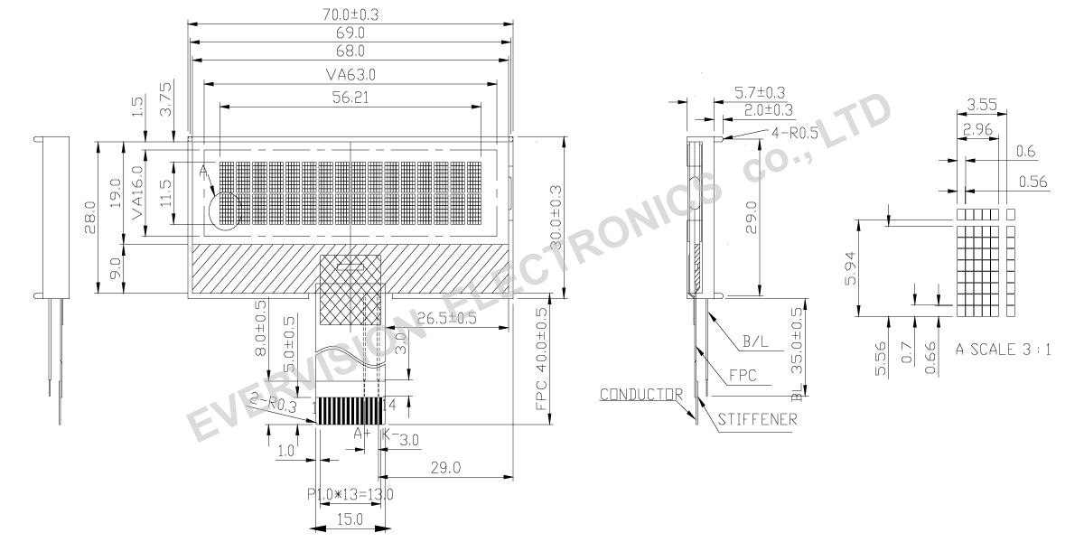 16Cx2L Mono STN COG LCD Module, 16*2 Monochrome Character COG LCD ...